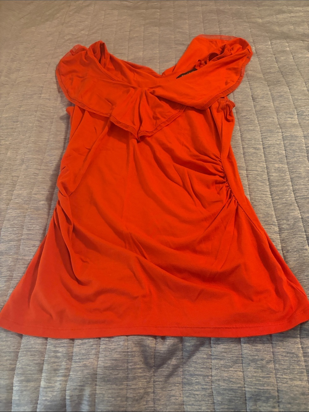 White House Black Market Orange Ruffle-Neck Sleeveless Tank